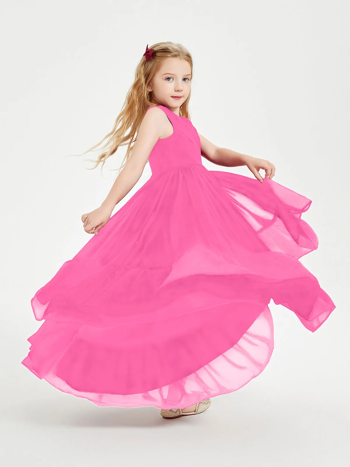 Boho Junior Bridesmaid Dresses Cascading Skirt Azalea
