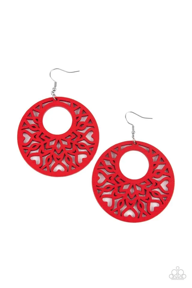 Paparazzi Earring ~ Tropical Reef - Red