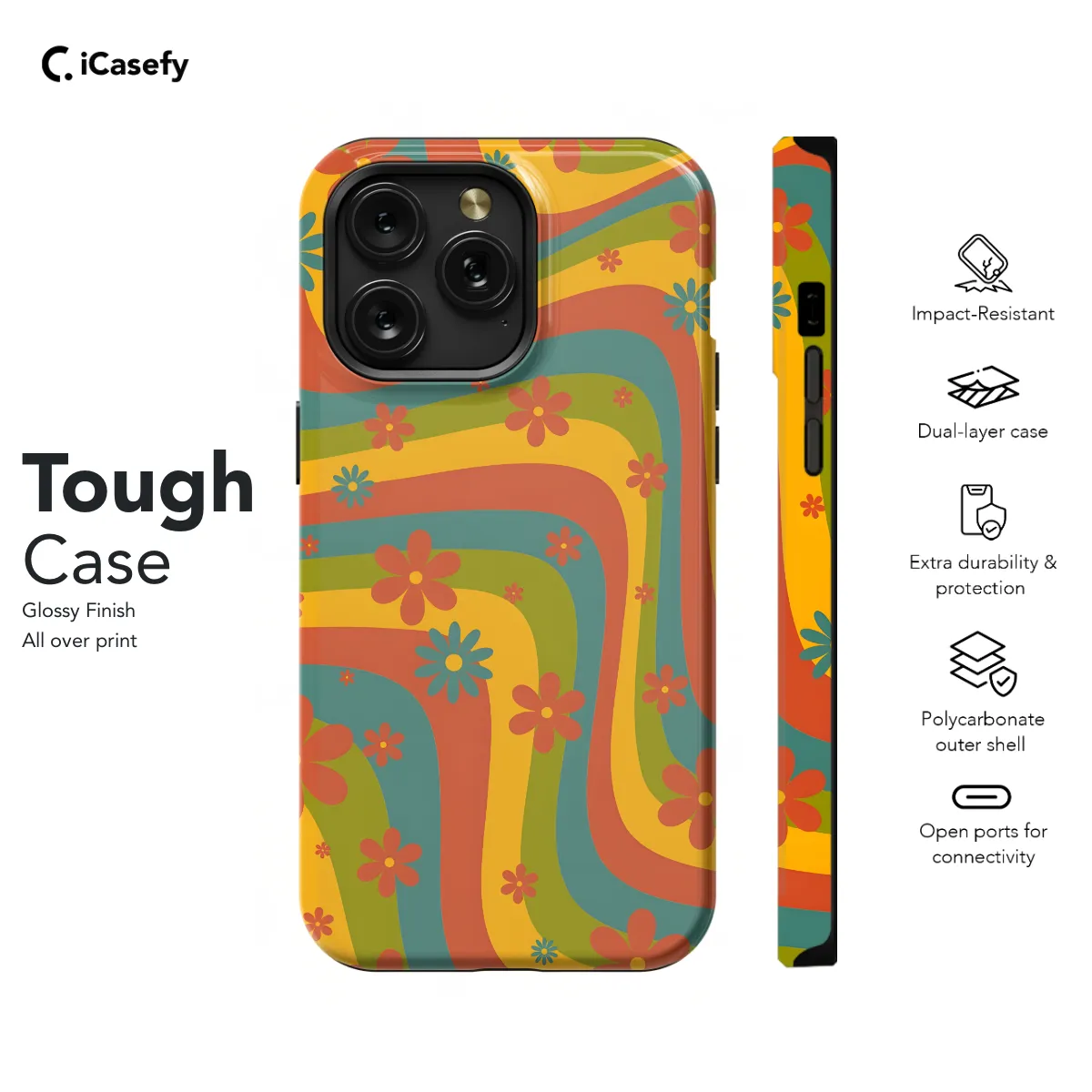 Retro Aesthetic Hippie Flowers Colorful Groovy Vibe Phone Case iPhone Samsung Cover Pixel 649